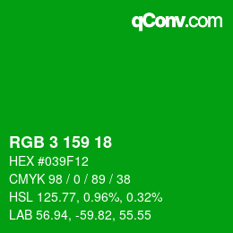 Color code: RGB 3 159 18 | qconv.com