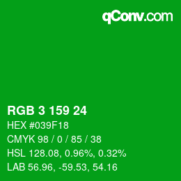 Color code: RGB 3 159 24 | qconv.com