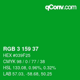 Color code: RGB 3 159 37 | qconv.com