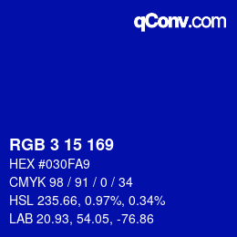 Color code: RGB 3 15 169 | qconv.com