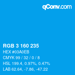Color code: RGB 3 160 235 | qconv.com