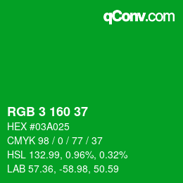 Color code: RGB 3 160 37 | qconv.com