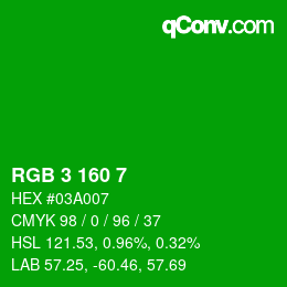 Color code: RGB 3 160 7 | qconv.com