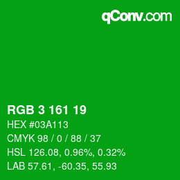 Color code: RGB 3 161 19 | qconv.com