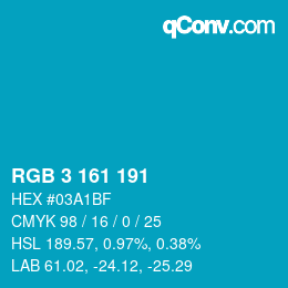 Color code: RGB 3 161 191 | qconv.com