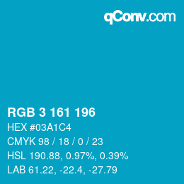 Color code: RGB 3 161 196 | qconv.com