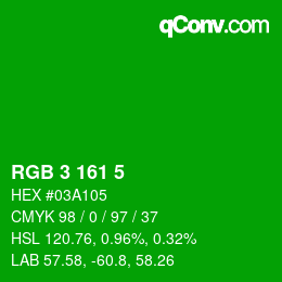 Color code: RGB 3 161 5 | qconv.com
