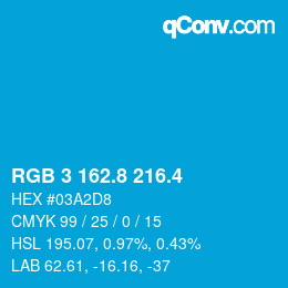 カラーコード: RGB 3 162.8 216.4 | qconv.com