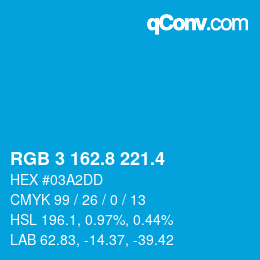 カラーコード: RGB 3 162.8 221.4 | qconv.com