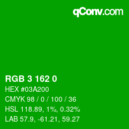 Color code: RGB 3 162 0 | qconv.com