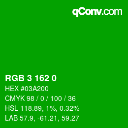 カラーコード: RGB 3 162 0 | qconv.com