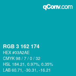 Color code: RGB 3 162 174 | qconv.com