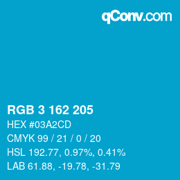 Color code: RGB 3 162 205 | qconv.com