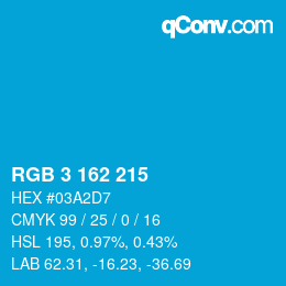 カラーコード: RGB 3 162 215 | qconv.com