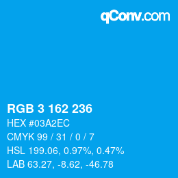 Color code: RGB 3 162 236 | qconv.com