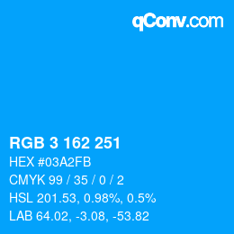 Color code: RGB 3 162 251 | qconv.com