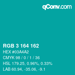 カラーコード: RGB 3 164 162 | qconv.com