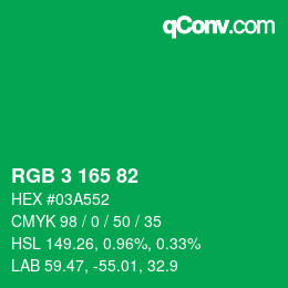 Color code: RGB 3 165 82 | qconv.com