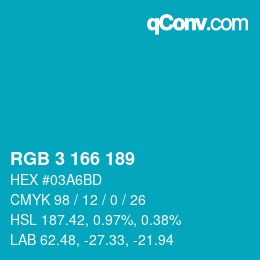 Color code: RGB 3 166 189 | qconv.com