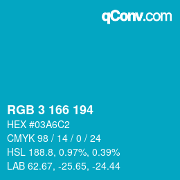 Color code: RGB 3 166 194 | qconv.com