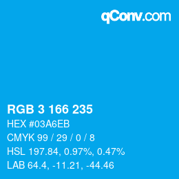 Color code: RGB 3 166 235 | qconv.com