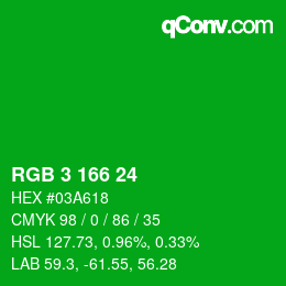 Color code: RGB 3 166 24 | qconv.com