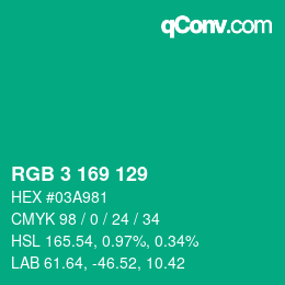 Color code: RGB 3 169 129 | qconv.com