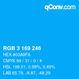 Color code: RGB 3 169 246 | qconv.com