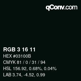 Color code: RGB 3 16 11 | qconv.com