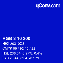 Color code: RGB 3 16 200 | qconv.com