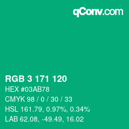 颜色代码: RGB 3 171 120 | qconv.com