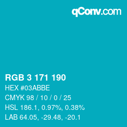 Color code: RGB 3 171 190 | qconv.com