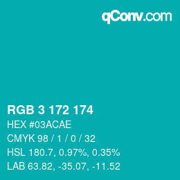 Color code: RGB 3 172 174 | qconv.com