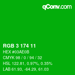 Color code: RGB 3 174 11 | qconv.com