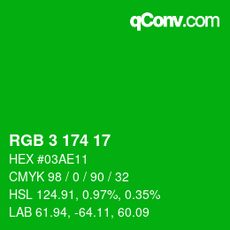 Color code: RGB 3 174 17 | qconv.com