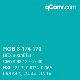 Color code: RGB 3 174 179 | qconv.com