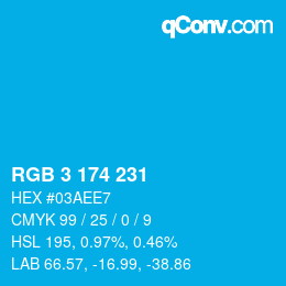 Color code: RGB 3 174 231 | qconv.com