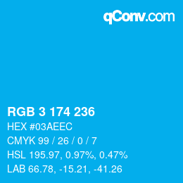 Color code: RGB 3 174 236 | qconv.com