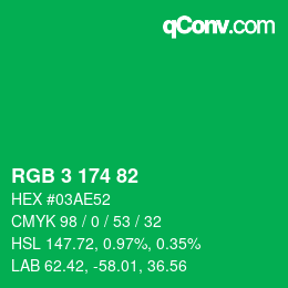 Color code: RGB 3 174 82 | qconv.com