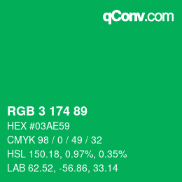 Color code: RGB 3 174 89 | qconv.com