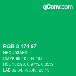 Color code: RGB 3 174 97 | qconv.com
