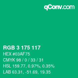 Color code: RGB 3 175 117 | qconv.com