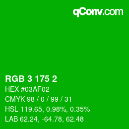 Color code: RGB 3 175 2 | qconv.com