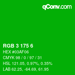 Color code: RGB 3 175 6 | qconv.com