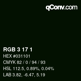 カラーコード: RGB 3 17 1 | qconv.com