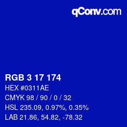 Color code: RGB 3 17 174 | qconv.com