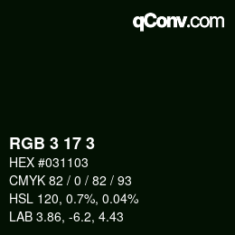 Color code: RGB 3 17 3 | qconv.com