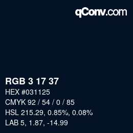 Color code: RGB 3 17 37 | qconv.com