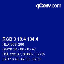 カラーコード: RGB 3 18.4 134.4 | qconv.com