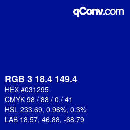 カラーコード: RGB 3 18.4 149.4 | qconv.com